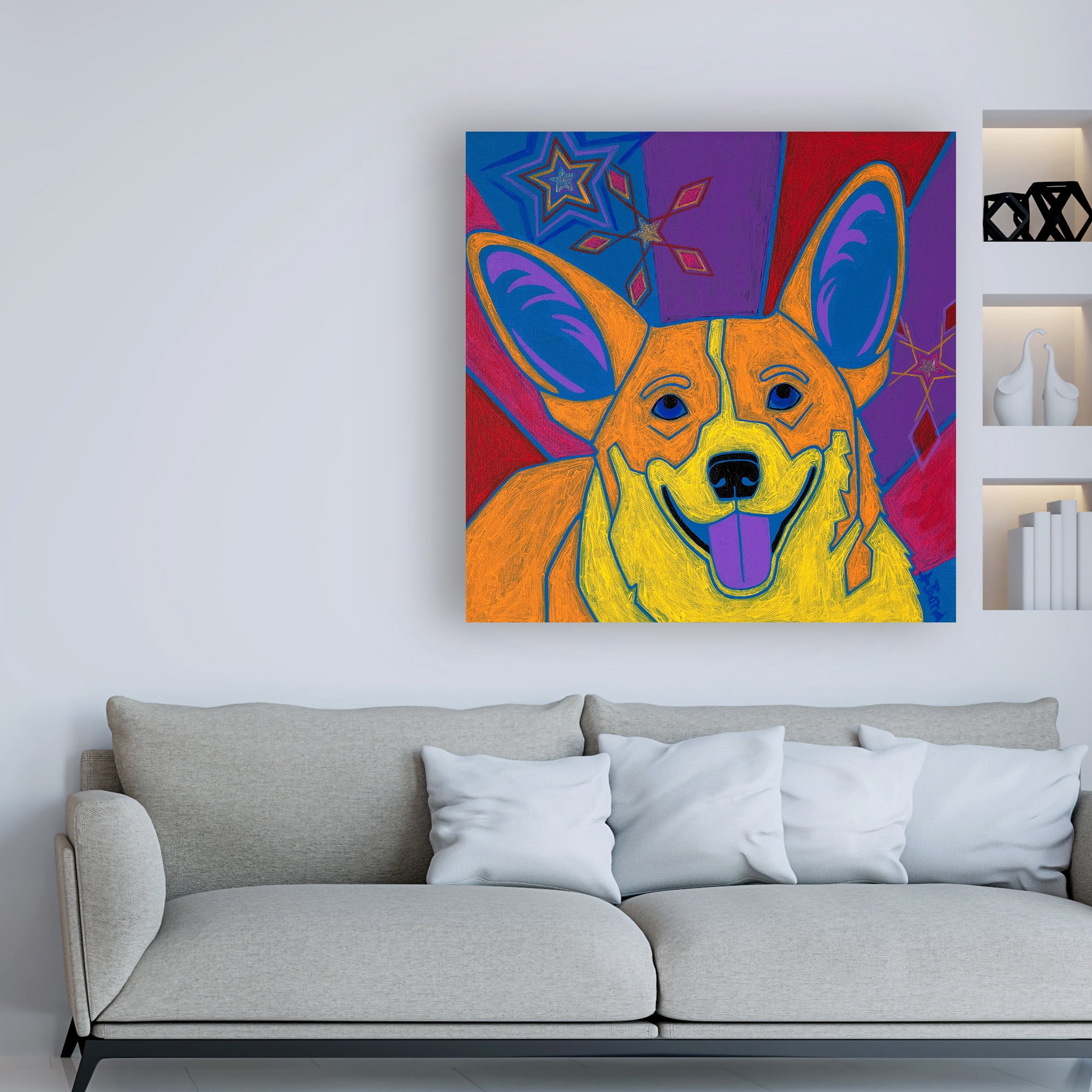 Trademark Fine Art 'Joyful Corgi' Canvas Art by Angela Bon