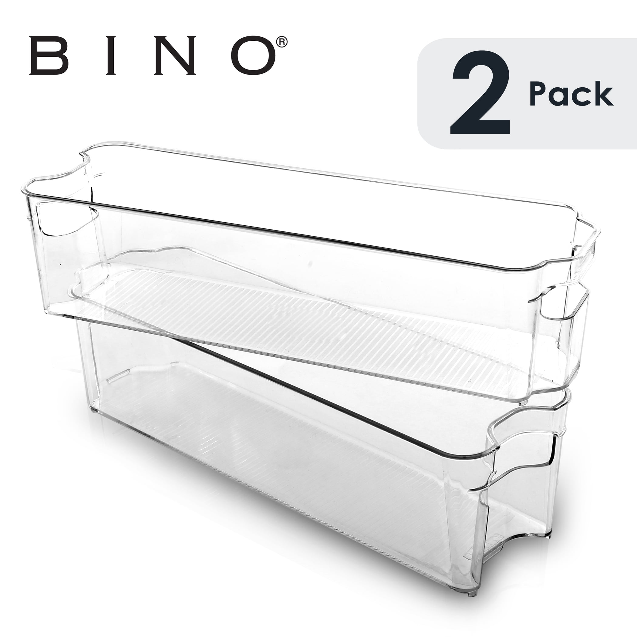 Photo 1 of BINO Stackable Plastic Organizer Storage Bins, Small - 2 Pack - Plastic Storage Organizer for Home, Office, Bath, Bedroom, and Kitchen - Refrigerator, Freezer and Pantry Cabinet Storage