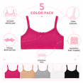 thumbnail image 4 of Wunder Girl Girls Training Bra 5 Pack Cotton Stretch Crop Cami Bralette, 4 of 6