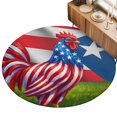 thumbnail image 2 of Large Round Rug 8Ft, National Flag Non-Slip Washable Circle Rugs Carpet, Red Blue Rooster Farmhouse Art Indoor Outdoor Rug Floor Mats Throw Runner for Bedroom Living Room Bathroom, 2 of 8