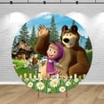 thumbnail image 3 of Fondo de Masha y el oso redondo para niña, bebé, bosque, fiesta de cumpleaños, evento, fondo de pared, cilindro circular, pancarta elástica decorativa, 3 of 4