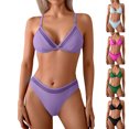 thumbnail image 4 of Feimerou Women Sexy V Neck Triangle Bikini Sets Swimsuits Cheeky High Cut Two Piece Swimsuit Adjustable Shoulder Strap Padded Bathing Suit Valentines Day Gifts, 4 of 4