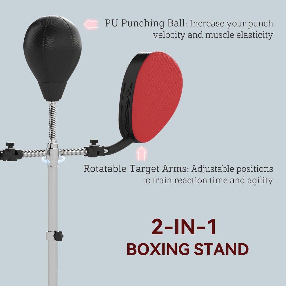 Resenkos Freestanding Boxing Bag with Dual Target Arms, Adjustable Punching Bag - Black