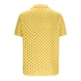 thumbnail image 6 of USNSM Men's Summer Solid Color Short Sleeve Button Hollow Jacquard Cardigan Blouse Shirt Comfort Breathable Lapel Blouse Shirt Yellow S, 6 of 7