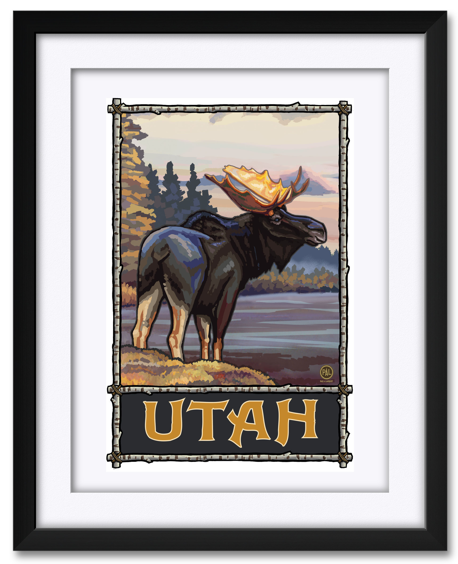 Utah Moose Framed & Matted Art Print by Paul A. Lanquist. Print Size