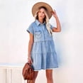 thumbnail image 4 of Women's Spring/Summer New Style Elegant Commuter Fashion Loose Denim Shirt Short-Sleeve Dress, 4 of 4