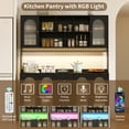 thumbnail image 5 of RichYa Kitchen Pantry with RGB LED Light,3 Drawers Hutch Storage Cabinet with Doors & Adjustable Shelves,Cupboard Buffet for Dining Room,Black, 5 of 8