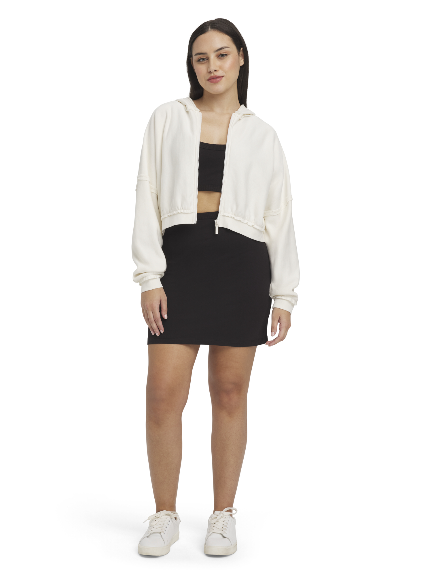 Mills by Millie Bobby Brown Women's Long Sleeve Crop Hoodie, Sizes XXS-XXL