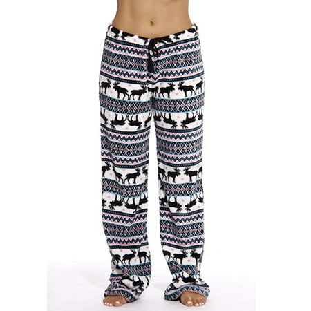 

HUIJZG Women s Christmas Fleece Pajama Pants Drawstring Plush Flannel Lounge Trousers PJs Bottom Sleepwear