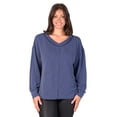 thumbnail image 3 of Women's 24Seven Comfort Apparel Relaxed Fit Ribbed V Neck Sweater Top Color: Black Size: SMALL, 3 of 8