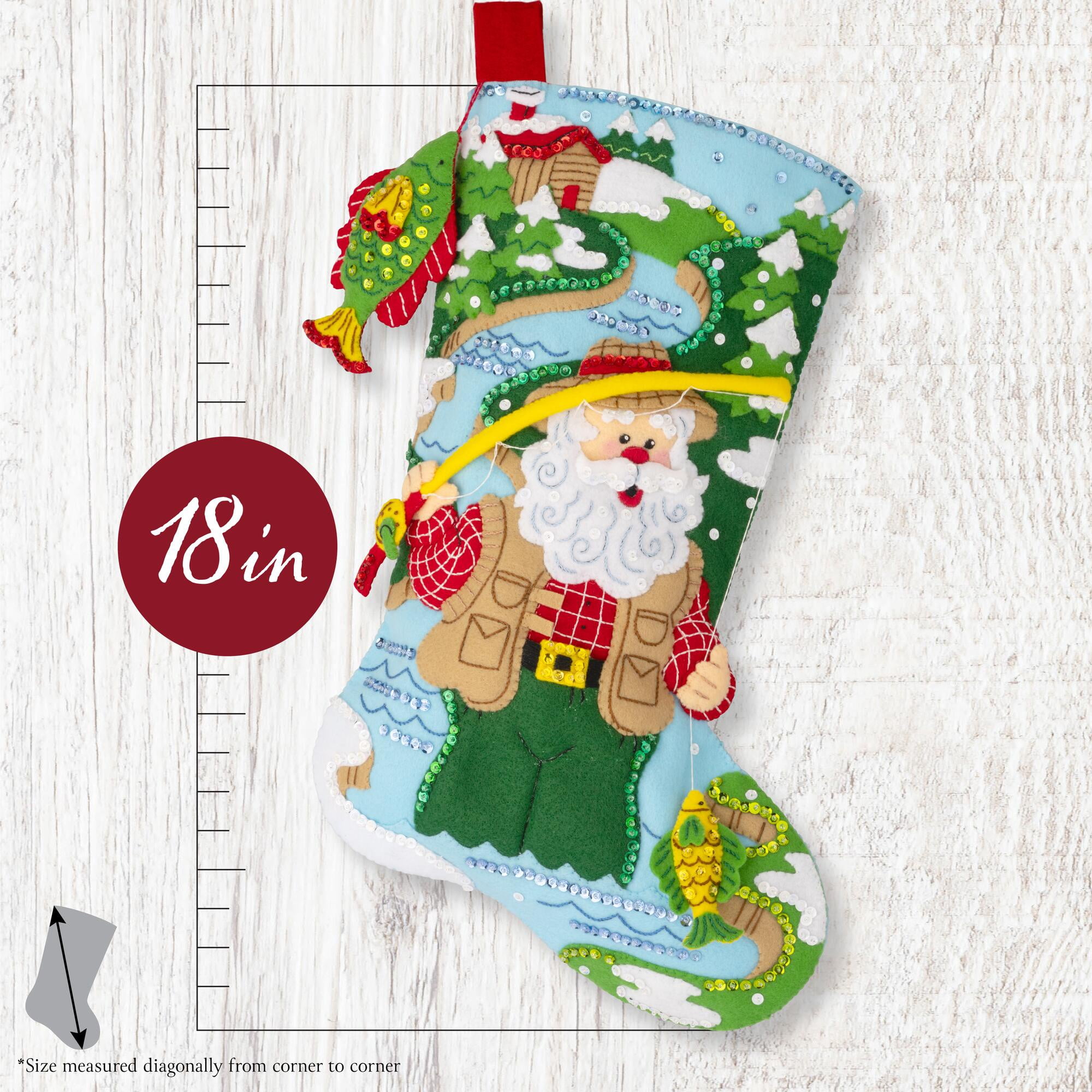 Bucilla Fly Fishing Santa 18 in Multicolor Felt Stocking Kit