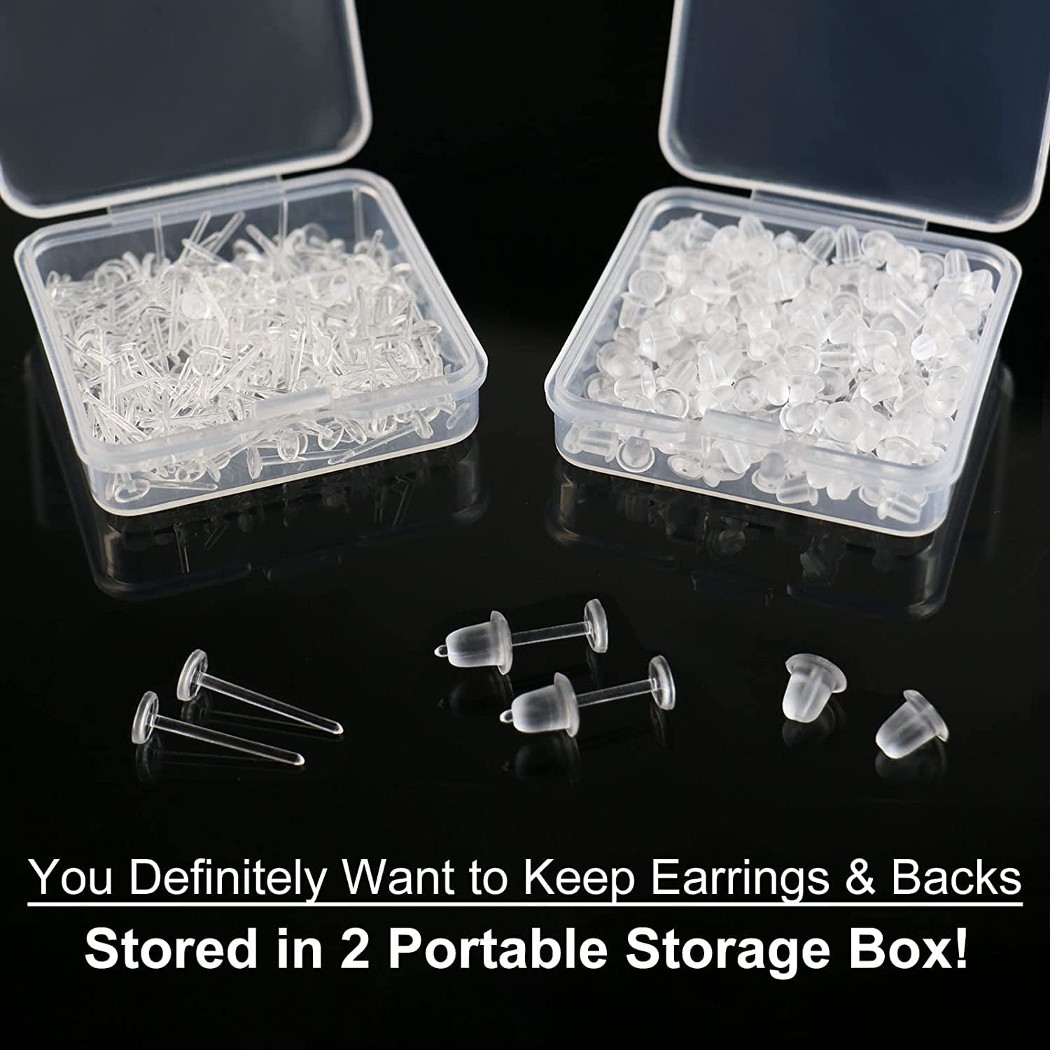 1 Box 2 Sizes Elegant Clear Earring Back Plug Prevent Dropping DIY Earrings  Accessory