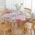 thumbnail image 3 of Pioneer Flower Floral Print Pattern Round Fitted Tablecloth with Elastic Edge,Dining Table Cover Waterproof,Outdoor Round Tablecloth for Camping,Dining,Indoor and Outdoor, 3 of 7