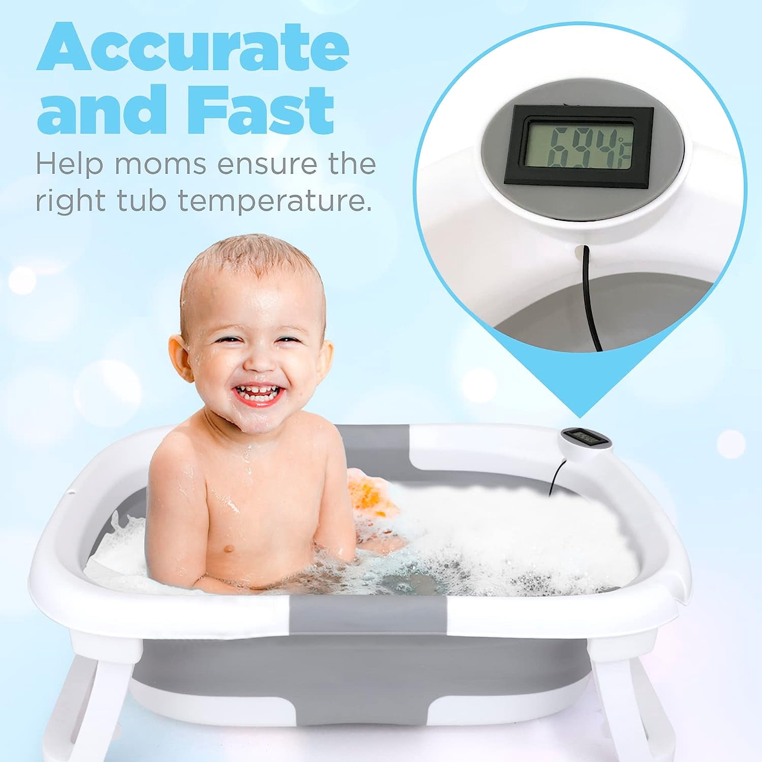 Prociv Foldable Baby Bathtub for Infants to Toddler,Portable Travel Bathtub Multifunctional Bathtub with Drain Hole, Baby Bathtub for Newborn 0-36 Month Gray (with Net)