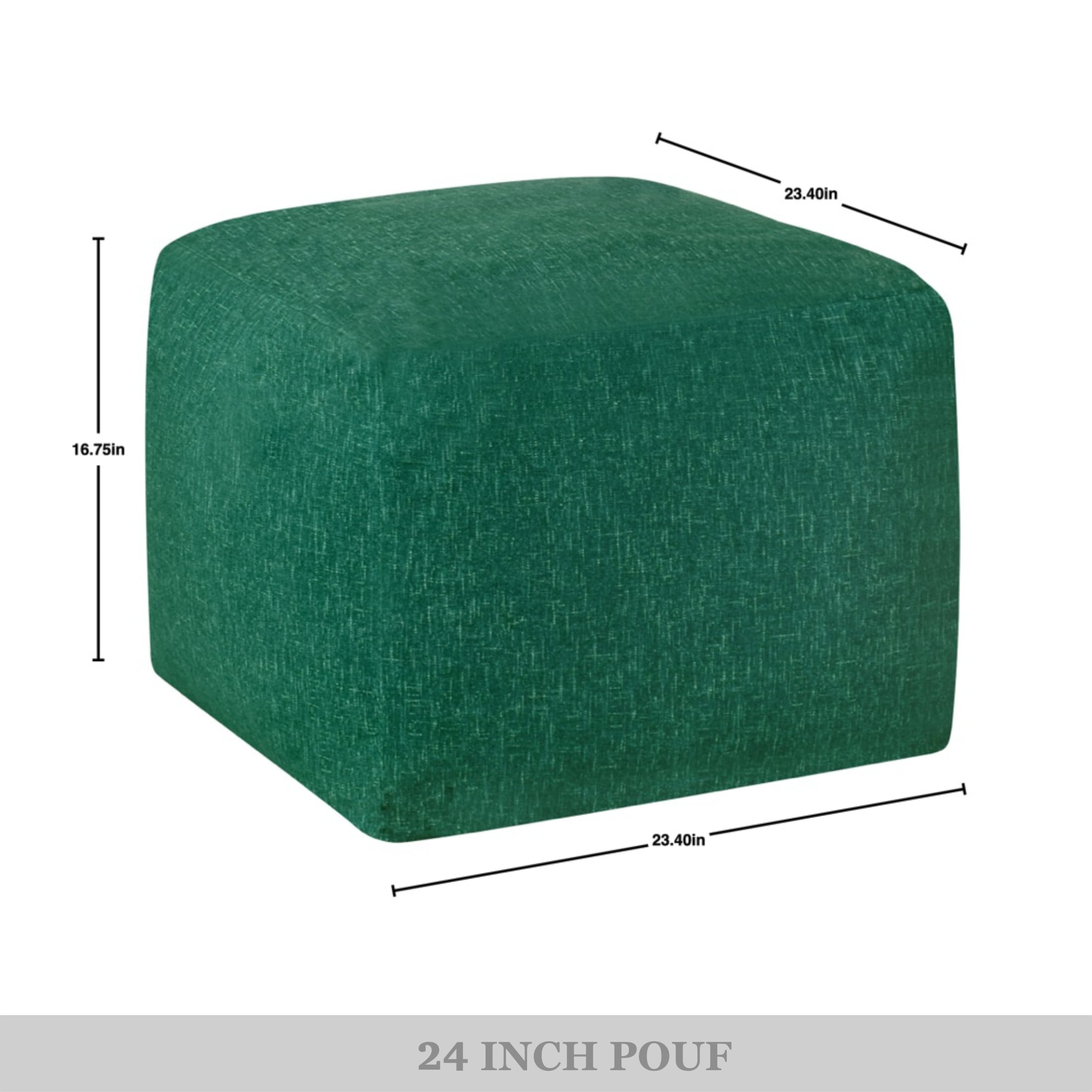 Castle Place 24" Velvet Pouf, Teal Green