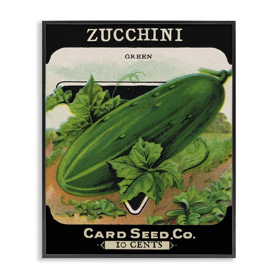 Stupell Industries Vintage Gardening Zucchini Food & Beverage Painting Black Framed Art Print Wall Art, 11 x 14