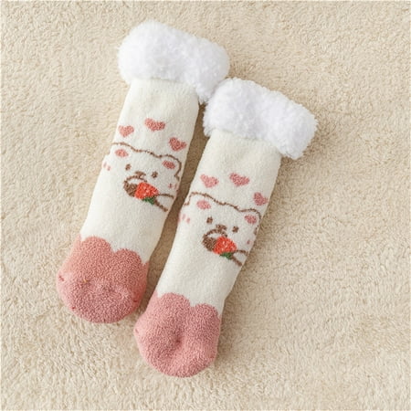 

5 pairs Women Winter Animal Printing Velvet Thickened Coral Velvet Floor Cotton Socks Sleep Towel Socks womens socks Color random