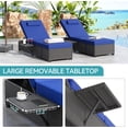 thumbnail image 4 of Outdoor PE Wicker Chaise Lounge Chairs Set of 2 Patio Brown Rattan Reclining Chair Adjustable Backrest Pool Sunbathing Recliners with Cushion Cover, Navy, 4 of 7