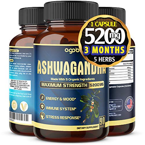 Ashwagandha Powder Capsule 5200mgHighest Strength Combined with Ginger