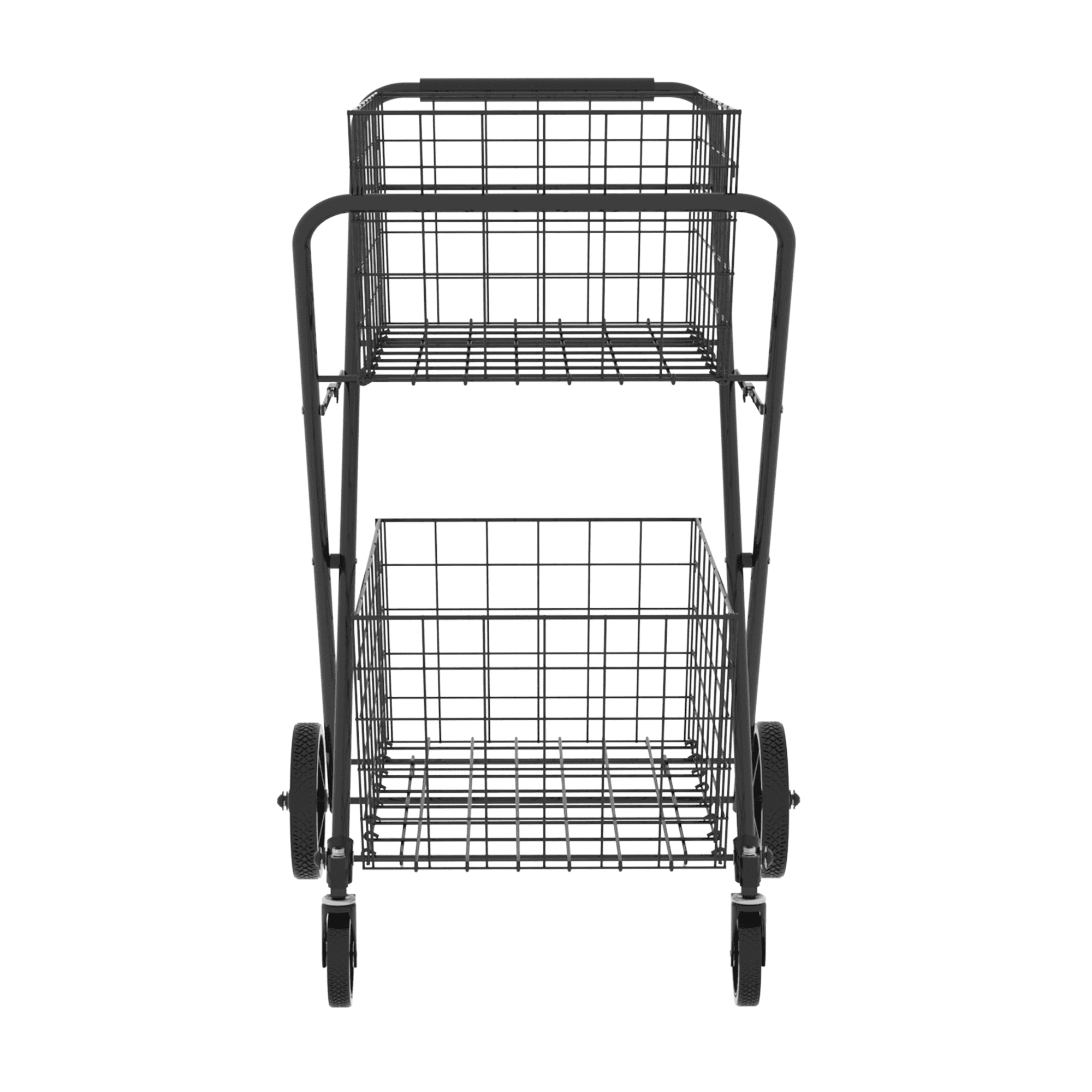 Yoneston Folding Shopping Cart with Removable Double Basket, Supports up to 220 lbs, Heavy Duty Grocery Cart with Waterproof Oxford Cloth Lining for Shopping, Grocery, Outdoor, Black