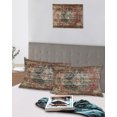 thumbnail image 5 of Boho Vintage Pillow Covers Standard Size 2 Pack, Retro Flowers Modern Geometric Abstract Art Soft Bed Throw Pillowcases Breathable Cooling Long Lumbar Body Pillow Sham Cover for Bed Sofa 20''x26'', 5 of 7