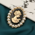thumbnail image 6 of Victorian Era Inspired Cameo Brooch With Rhinestones And Pearls For Women Fashion Statement Jewelry Clothing Accessory, 6 of 13