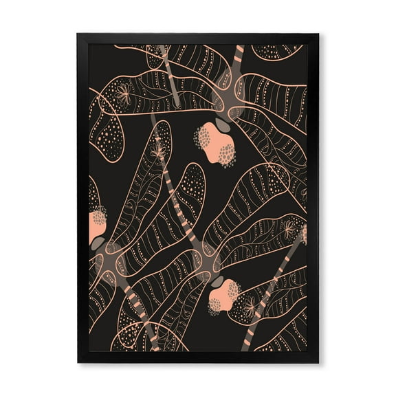 Designart 'Dragonflies With Folk Art Seamless Pattern' Bohemian & Eclectic Framed Art Print