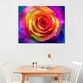 thumbnail image 2 of Acheng Rainbow Rose Print on Canvas Wall Art Colorful Rose Painting Flower Picture Walls Decoration Floral Paintings Living Room Home Decor Framed Artwork 16x12in, 2 of 6