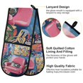 thumbnail image 2 of Yayeee Double Oven Mitt Kitchen Heat Resistant Baking 35" x7" Quilted Glove, Art Cat, 2 of 6