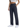 thumbnail image 3 of Straight Leg Sweatpants for Women, Elastic Waist Solid Casual Pants with Drawstring and Side Pockets, Active & Casual Wear | VerBelle,Navy L, 3 of 9