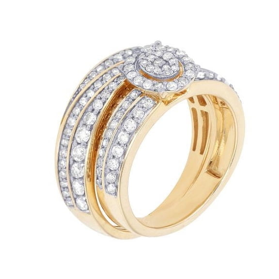Sparkle Jewels Women's Bridal Ring Set Round Cut CZ in 14K Yellow Gold Finish for Wedding & Engagement