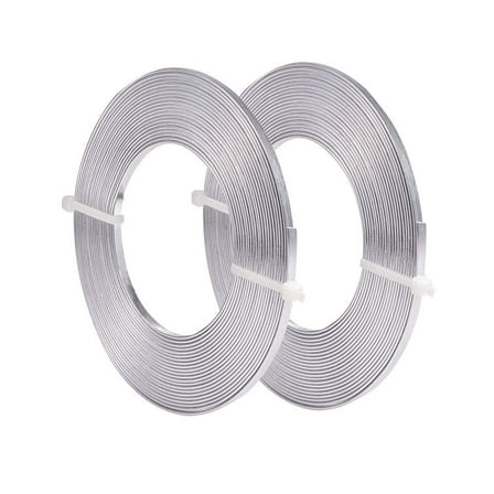 32 Feet 2 Rolls 3mm Wide Flat Jewelry Craft Wire 18 Gauge Aluminum Wire for Bezel Jewelry Making Sculpting Armature Craft - Silver Color diy
