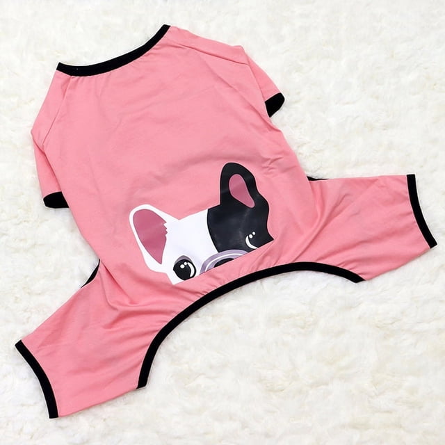 Ropa de primavera y otoño para perro gordo de cuatro patas, pijamas de algodón estampados, cálidos, de punto elástico