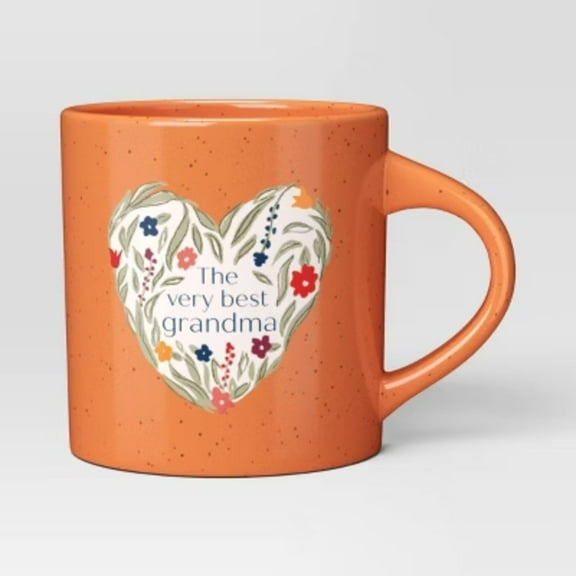 16oz Stoneware The Very Best Grandma Mug Orange Coffee Mug, Microwave & Dishwasher Safe, 16oz Capacity