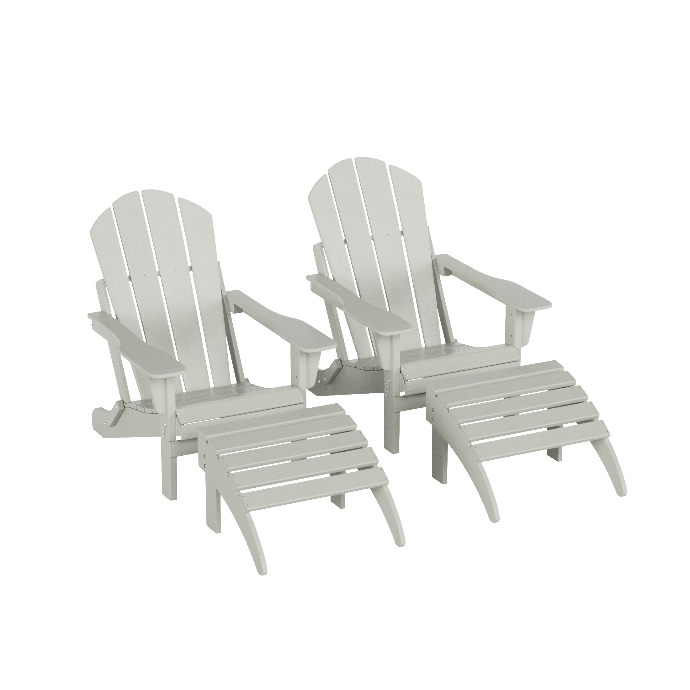 WestinTrends Malibu Outdoor Lounge Chair Set, 4-Pieces Adirondack Chair Set of 2 with Ottoman, All Weather Poly Lumber Patio Lawn Folding Chair for Outside Pool Beach, Sand - image 4 of 5