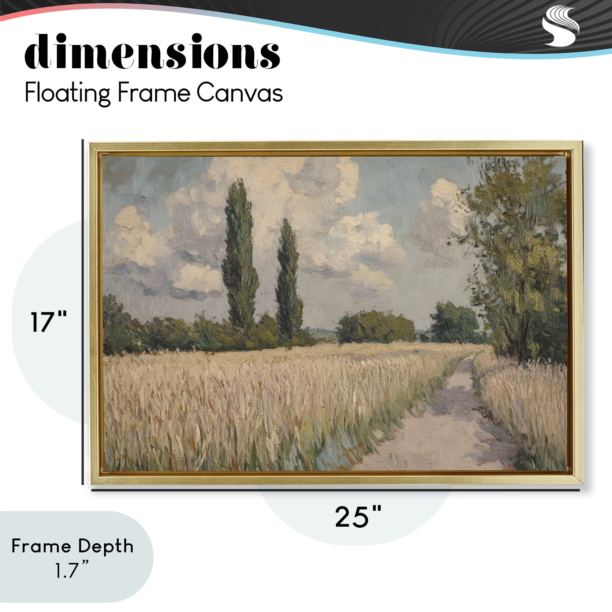 Stupell Industries Summer Path Between Poplars Gold Framed Floater Canvas Wall Art, design by Petal Prints Design