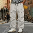 thumbnail image 2 of Baggy Cargo Pants For Men Windproof Stretch Elastic Waist Drawstring Parachute Pants Waterproof Hiking Joggers Multi Pockets, 2 of 9