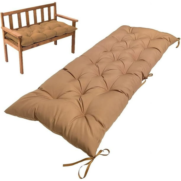 Nvzi Cojín para jardín, terraza, hogar, cocina, oficina, grueso y cómodo, 59 x 19,68 x 3,14 pulgadas (caqui)