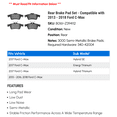 thumbnail image 2 of Rear Brake Pad Set - Compatible with 2013 - 2018 Ford C-Max 2014 2015 2016 2017, 2 of 2
