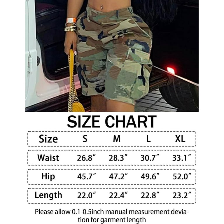 Kukuzhu Women s Camo Cargo Shorts High Waisted Summer Casual Loose Army Fatigue Denim Shorts with Pockets Walmart