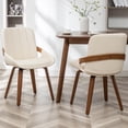 thumbnail image 3 of FOWEOAIU Modern Dining Chairs,Leather Upholstered Walnut Wood Kitchen Dining , Beige (Set of 2) ﻿, 3 of 13