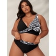 thumbnail image 2 of Women's Plus Size Zebra Print Twist Front Bikini Set, High Waisted Two Piece Swimsuit, 2 of 4