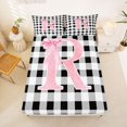 thumbnail image 5 of Manfei Geometric Gingham Letter R Queen Sheets,Personalized Monogrammed Gifts Queen Sheet Sets,4-Piece,1 Flat Sheet,1 Fitted Sheet and 2 Pillowcases, 5 of 6