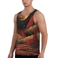 thumbnail image 2 of Cauagu Lunar Mountains Golden Rivers Print Men's Sleeveless Muscle Shirts,Tank Tops Quick Dry Workout Tank Top Gym Muscle Tee Fitness Bodybuilding T Shirt for Men-X-Large, 2 of 7