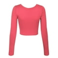 thumbnail image 3 of KOGMO Womens Long Sleeve Crop Top Solid Round Neck T Shirt, 3 of 8