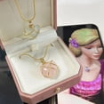 thumbnail image 3 of Collar de corazón de ópalo para mujer y niña, collar de Castillo, cuarzo rosa, Barbie, accesorios de joyería, regalo, 2022, 3 of 4