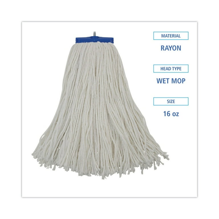 Cut-End Lie-Flat Wet Mop Head, Rayon, 16oz, White Cut-End Lie-Flat Wet Mop Head, Rayon, 16oz, White