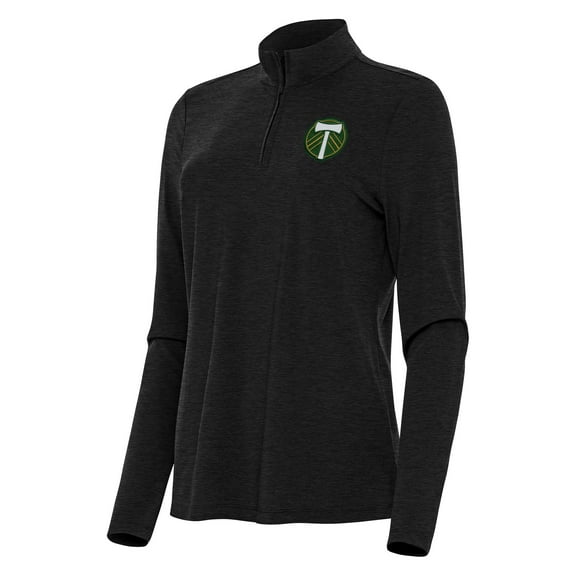 Women's Antigua Heather Black Portland Timbers Bright Quarter-Zip Top