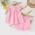 thumbnail image 4 of Ensembles de Tenues d'Été pour Enfants, Ensembles de Tenues pour Filles, Ensemble Décontracté à Manches Courtes à Fleurs pour Tout-Petits + Shorts à Nœud, Ensemble Décontracté à Manches Courtes Col Rond, 4 of 5