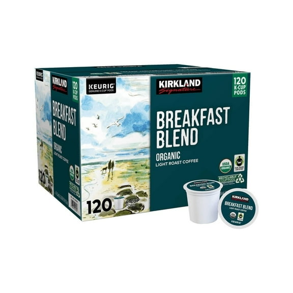 Kirkland Signature Coffee Breakfast Blend Recyclable K-Cup Pods, 120 Count